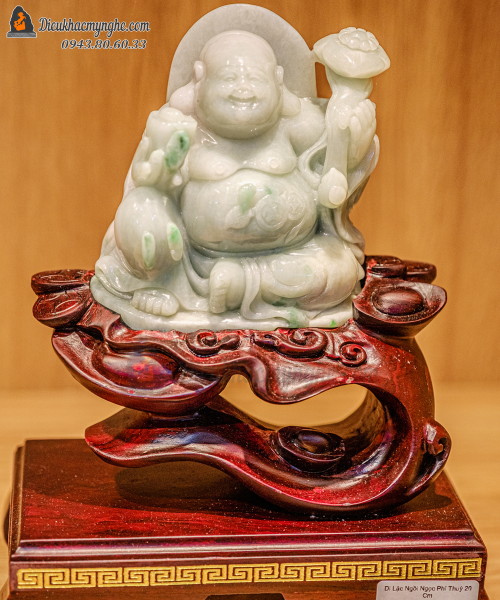 Tượng Phật Di Lặc Ngồi Đá Ngọc 20cm - VPPT062