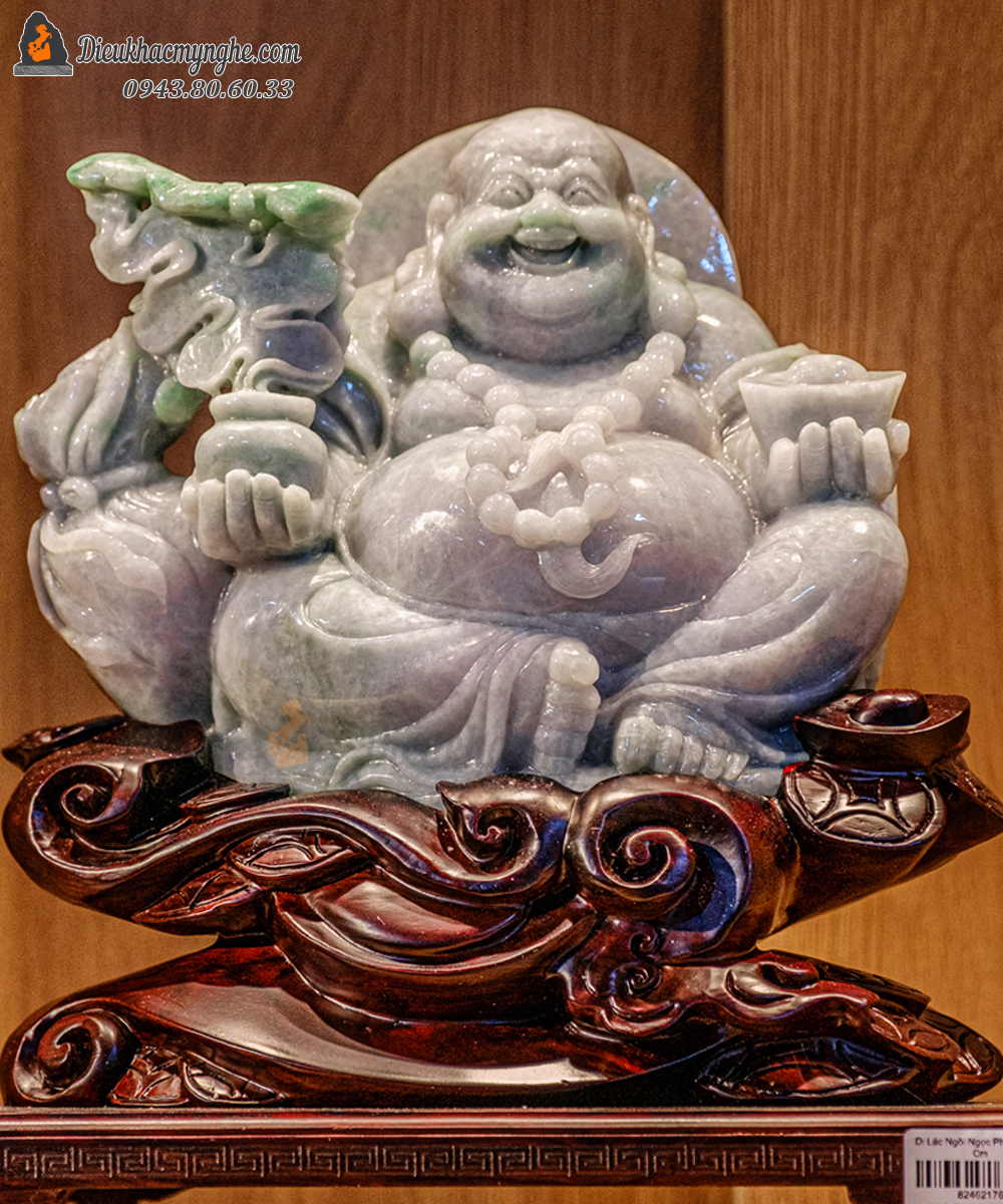 Tượng Phật Di Lặc Ngồi Đá Ngọc 32cm - VPPT063
