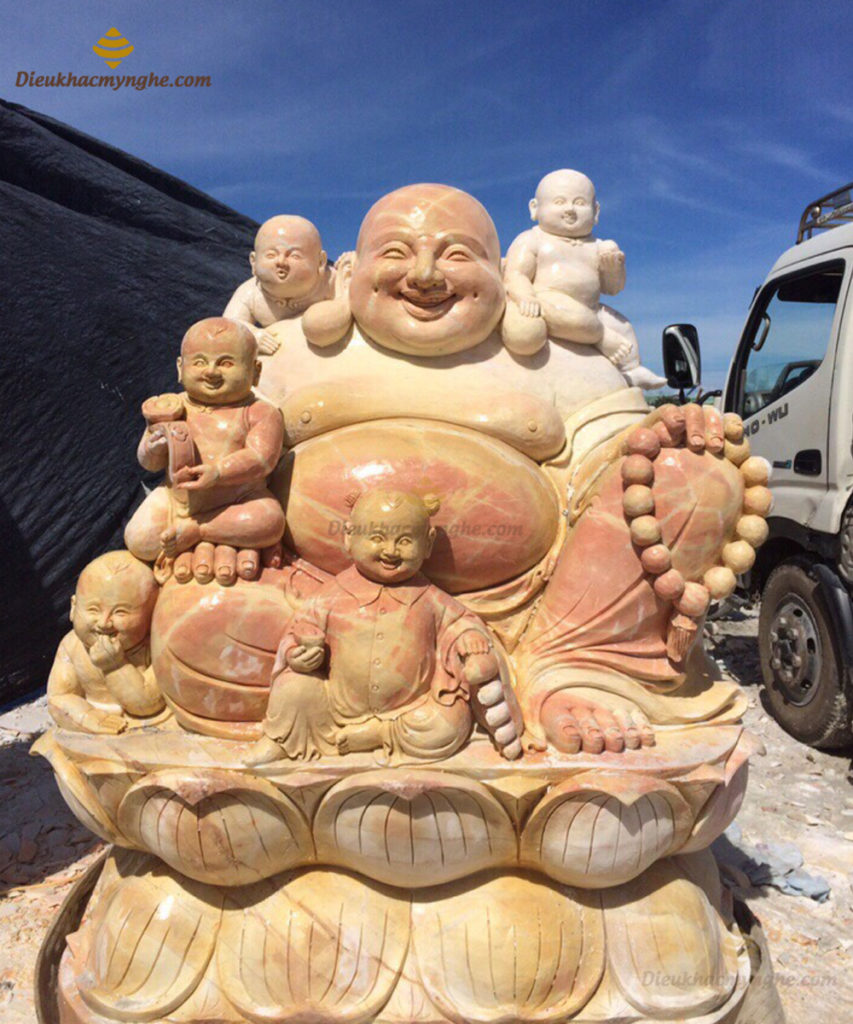 tượng di lặc ngũ phúc đá vàng