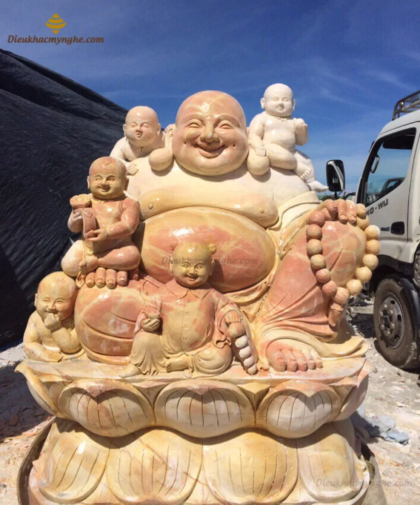 tượng di lặc ngũ phúc đá vàng