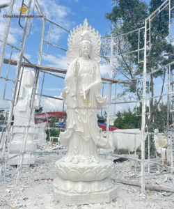 Tượng Quán Thế Âm Bồ Tát Đá Trắng – TQA007