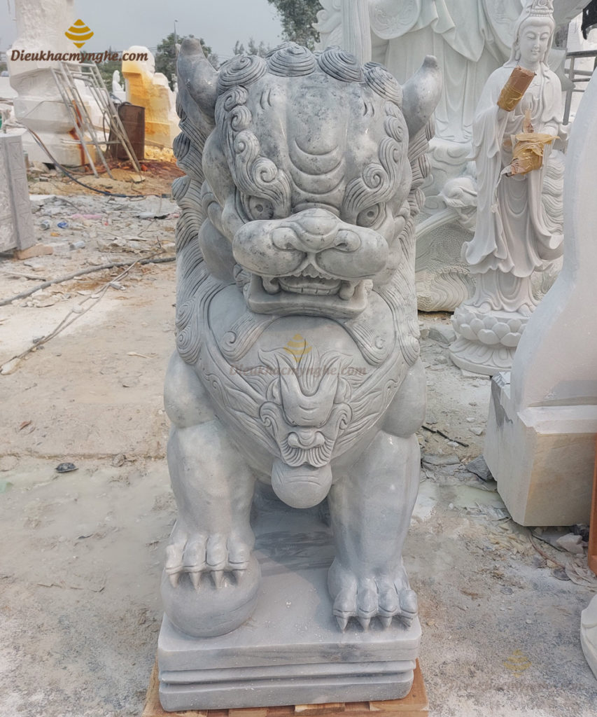 Tượng Kỳ Lân Đá Xám Nguyên Khối