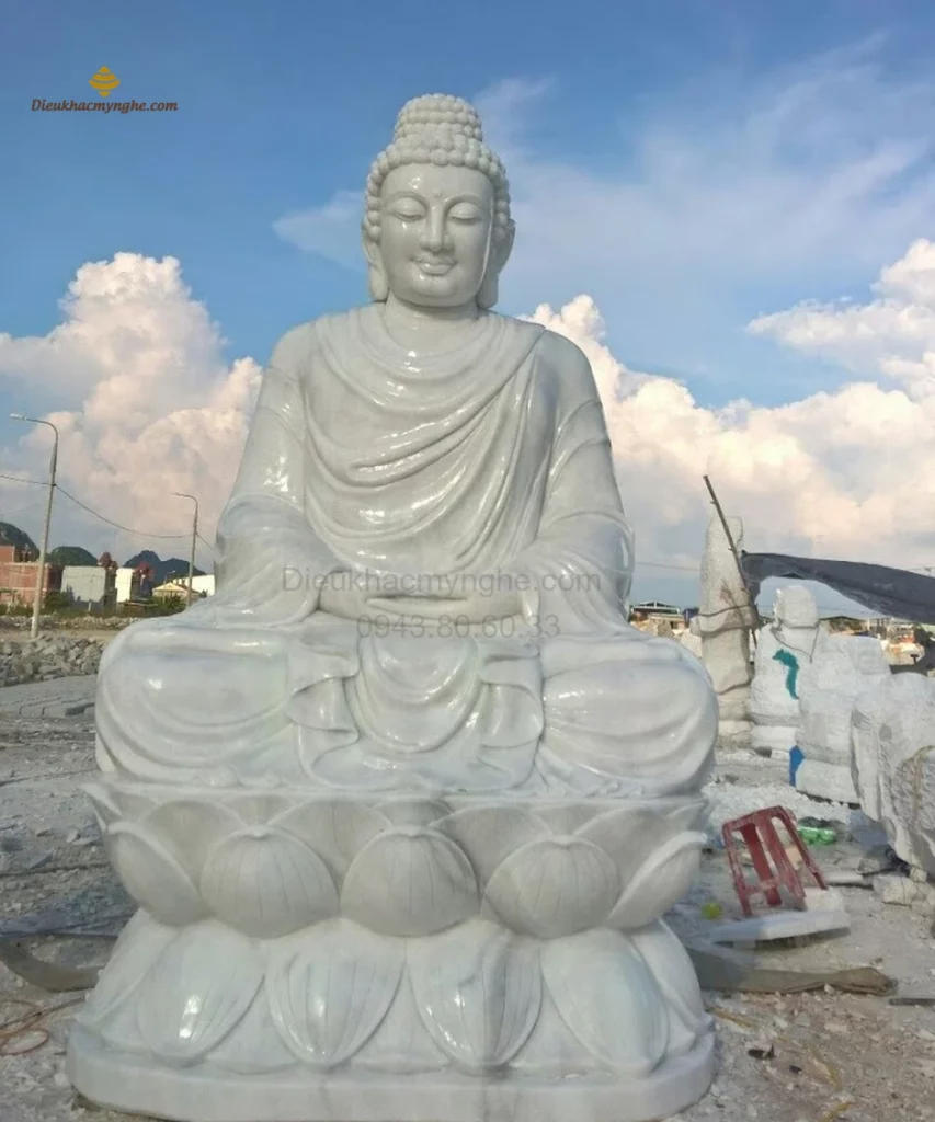tượng phật thích ca ngồi tọa thiền bằng đá h1