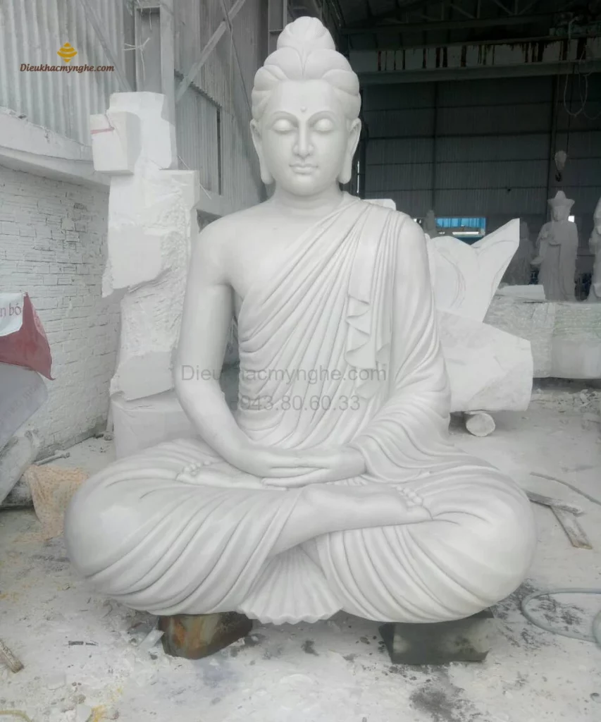 tượng phật thích ca ngồi tọa thiền bằng đá h2