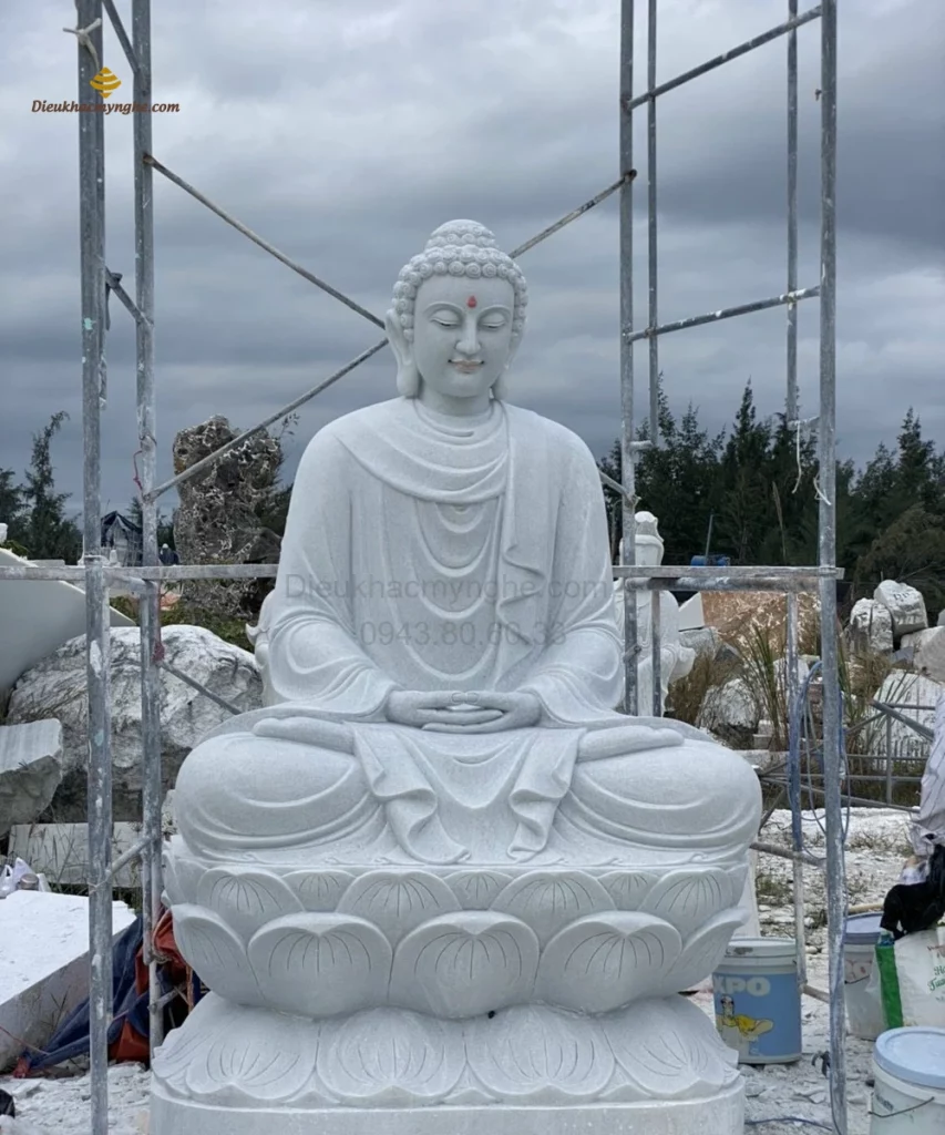 tượng phật thích ca ngồi tọa thiền bằng đá h3