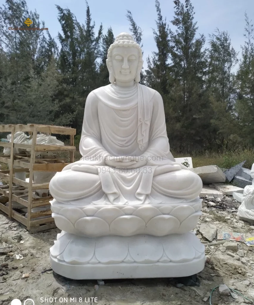 tượng phật thích ca ngồi tọa thiền bằng đá h7