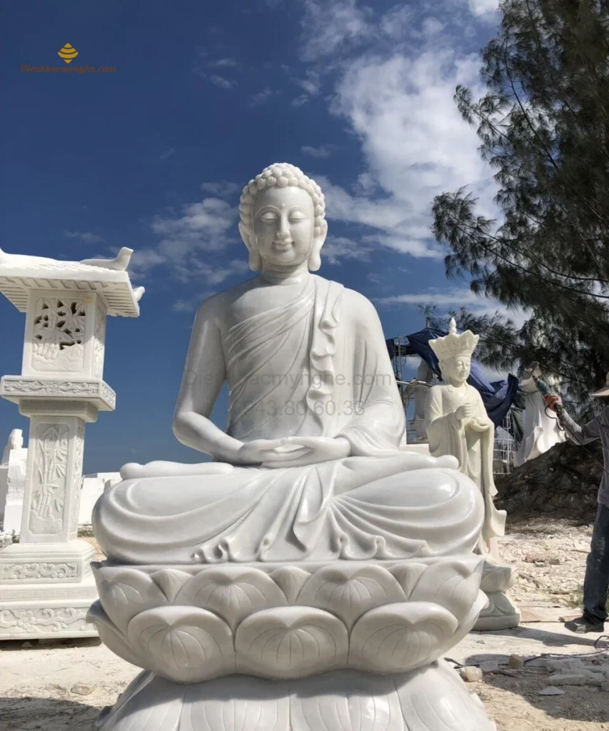 tượng phật thích ca ngồi tọa thiền bằng đá h9