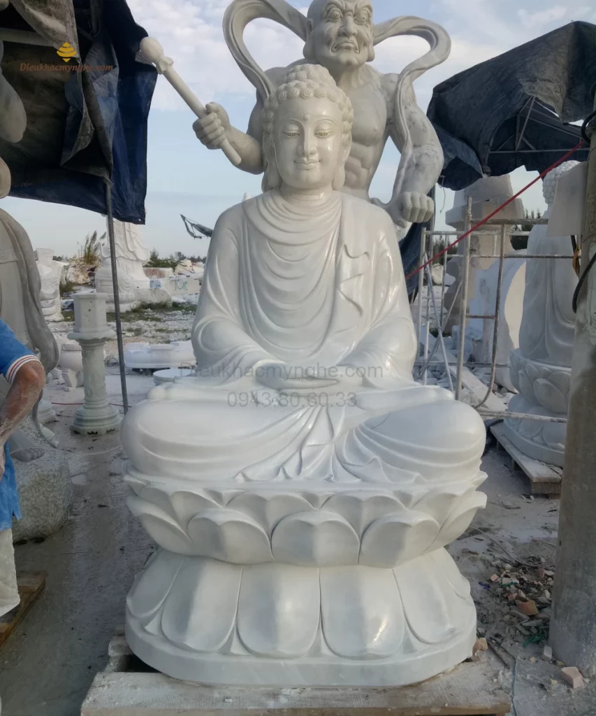 tượng phật thích ca ngồi tọa thiền bằng đá h12