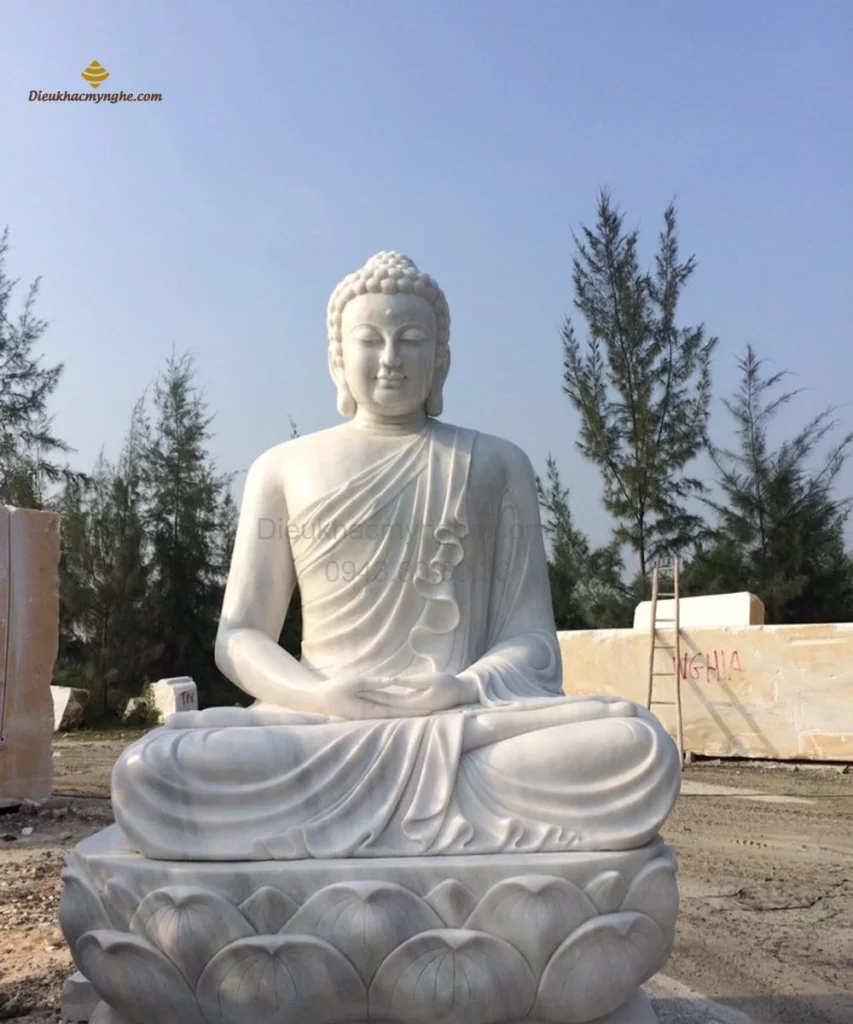 tượng phật thích ca ngồi tọa thiền bằng đá h13