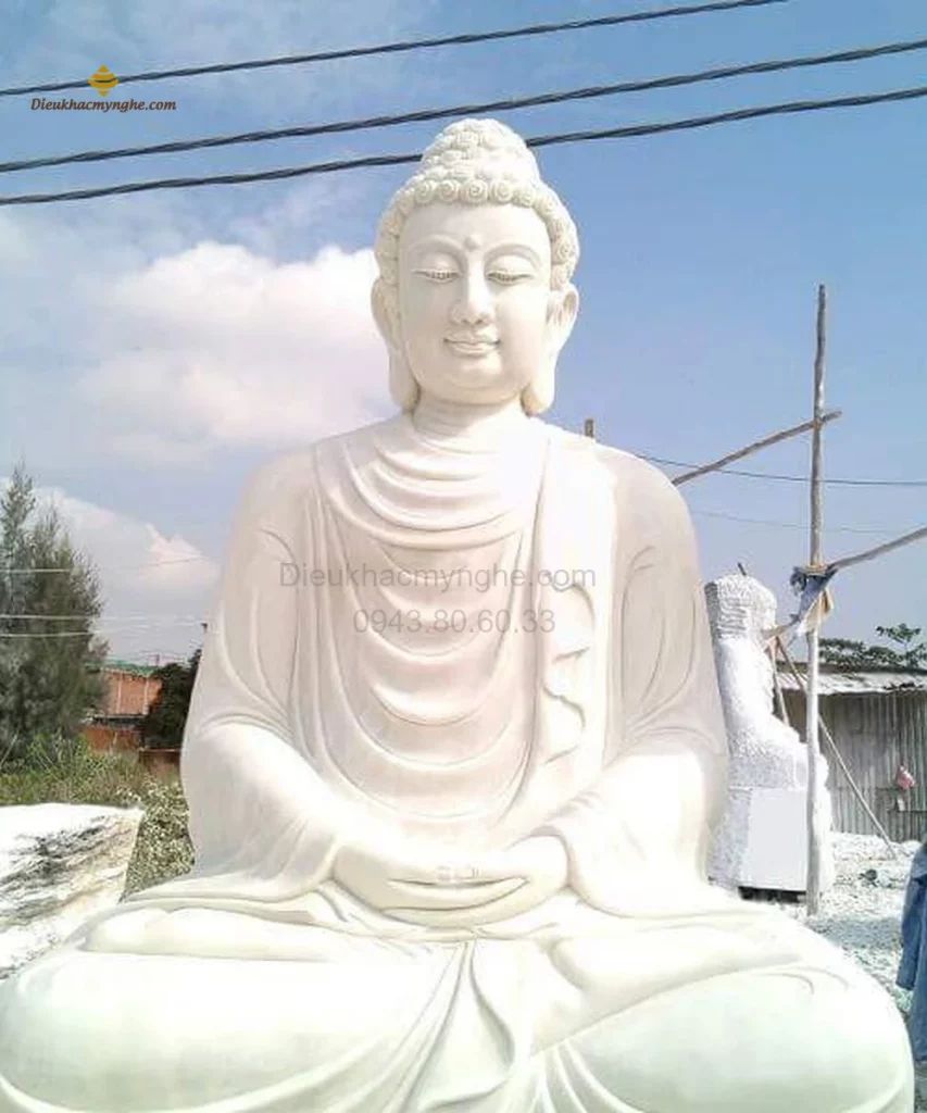 tượng phật thích ca ngồi tọa thiền bằng đá h14